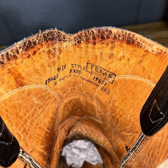 Vintage Texas Boots 8300 Black Leather Cowboy Western Boots Men’s 8 D Made USA - Picture 8 of 8